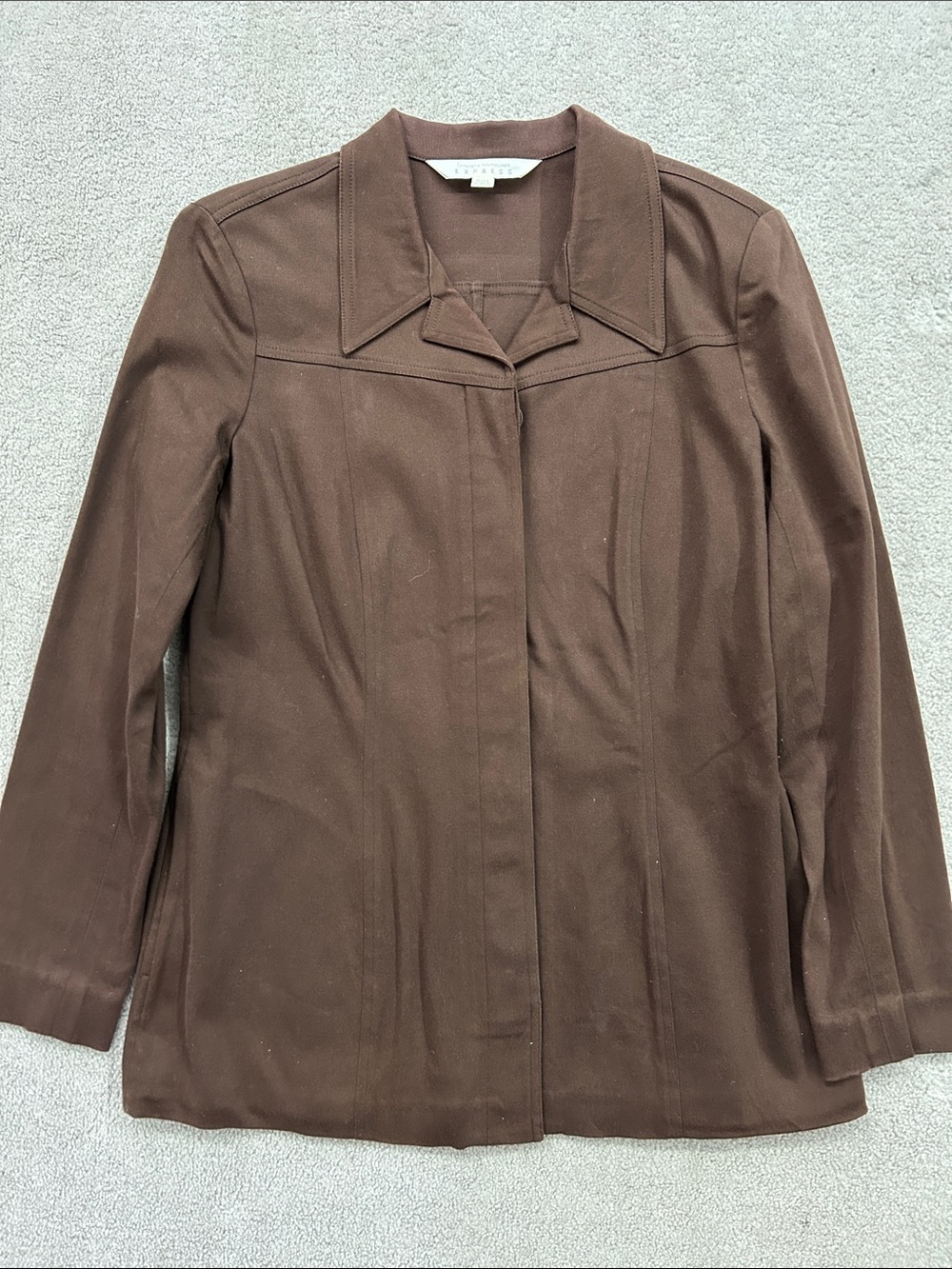 Express Chocolate Brown Tailored Collar Jacket
